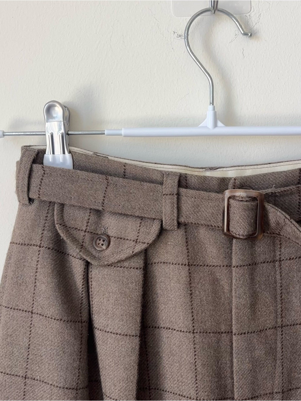 Vintage Ralph Lauren 100% Wool High Waisted Belted Pants Size 6 Plaid MiUSA 80s - Picture 3 of 16